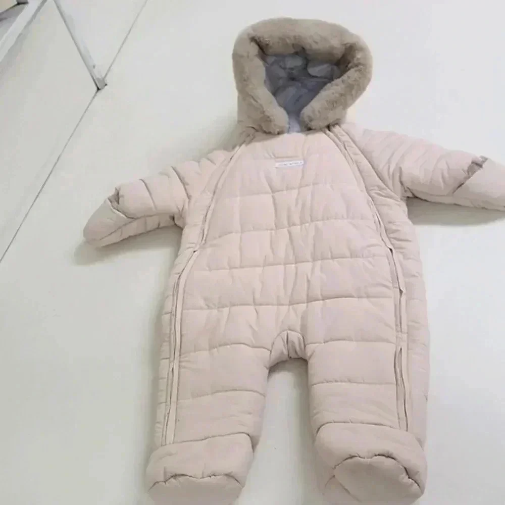 Jacadi Baby One-Piece Unisex Beige Quilted Snow Suit